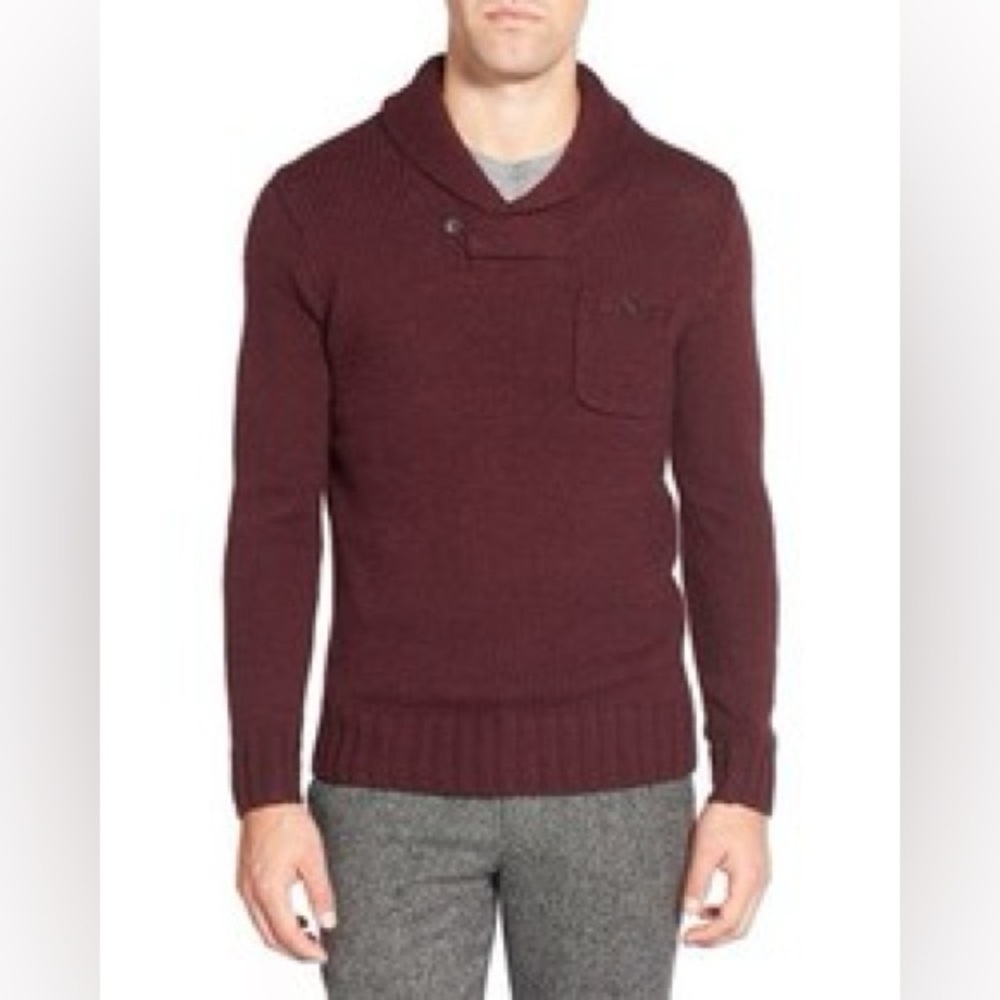 Bonobos Burnt Red Alpaca Wool Blend Shawl Collar Pullover Slim Sweater Medium